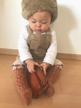 「無印良品（ムジルシリョウヒン）のアイテム（サロペット/オーバーオール）」を使った、hfさん（キッズ・80cm）の冬コーディネート