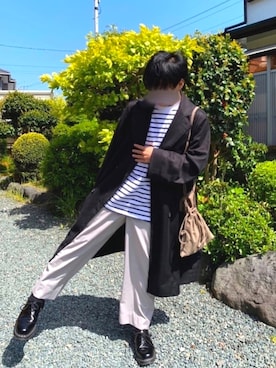 「Lui's（ルイス）のアイテム（トレンチコート）」を使った、Shuさん（メンズ・164cm）の春コーディネート