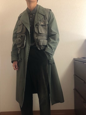「古着好きな人と繋がりたい」｜「アイテム（トレンチコート）」を使った、takaさん（メンズ・180cm）の春コーディネート