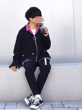 「NEONSIGN（ネオンサイン）のアイテム（ブルゾン）」を使った、Sさん（メンズ・170cm）の秋コーディネート