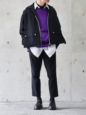 「NEONSIGN（ネオンサイン）のアイテム（ブルゾン）」を使った、Sさん（メンズ・170cm）の春コーディネート