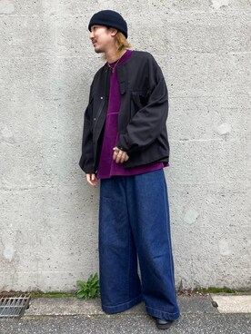 「ノーカラージャケット」｜mutaさん（メンズ・182cm）の冬コーディネート