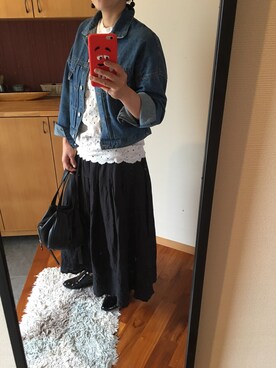 「GRL（グレイル）のアイテム（デニムジャケット）」を使った、スミレさん（レディース・160cm）の春コーディネート
