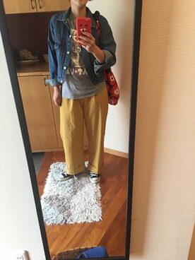 「秋のブラウンスタイル」｜「アイテム（デニムジャケット）」を使った、スミレさん（レディース・160cm）の秋コーディネート