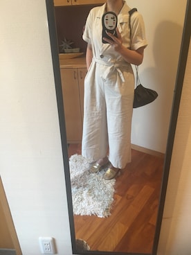 「アイテム（つなぎ/オールインワン、ベージュ系）」を使った、スミレさん（レディース・160cm）の夏コーディネート