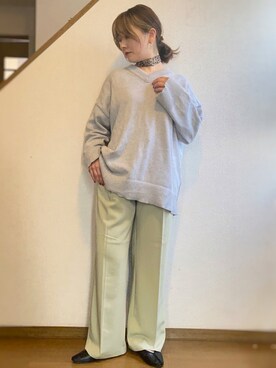 「ミントグリーン」｜「アイテム（ニット/セーター、その他）」を使った、YUKAKOさん（レディース・152cm）の冬コーディネート