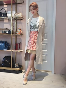 「刺繍」｜「アイテム（チェスターコート）」を使った、erina sumitomoさん（レディース・168cm）の冬コーディネート