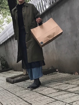 「BEAMS（ビームス）のアイテム（ピーコート）」を使った、cacakeさん（レディース・167cm）の冬コーディネート