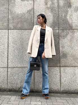 「MOUSSY（マウジー）のアイテム（テーラードジャケット）」を使った、はるさん（レディース・170cm）の秋コーディネート