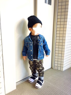 「1歳6ヶ月」｜「アイテム（ニットキャップ/ビーニー）」を使った、mzkさん（キッズ・80cm）の秋コーディネート