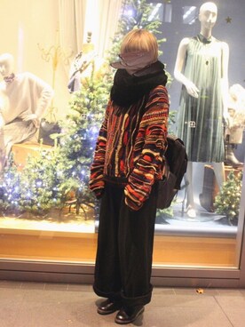 「SPINNS(スピンズ)のアイテム(ストール/ショール)」を使った、ナ オ.さん(レディース・157cm)の秋コーディネート