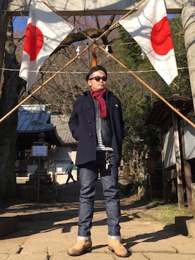 ライダースジャケットを使った「七三分けヘアー」の人気ファッション 