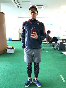 「MIZUNO（ミズノ　）のアイテム（帽子）」を使った、タケウチ☆ボンバイエさん（メンズ・173cm）の春コーディネート