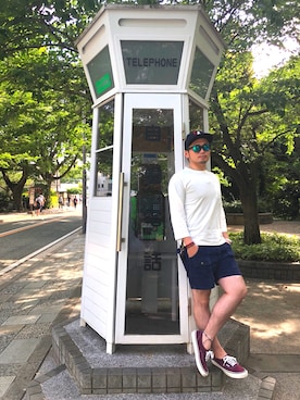 「膝上ショーツ」｜「アイテム（その他）」を使った、タケウチ☆ボンバイエさん（メンズ・173cm）の春コーディネート