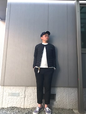 「アンクルパンツ」｜「アイテム（ダウンジャケット/コート）」を使った、タケウチ☆ボンバイエさん（メンズ・173cm）の春コーディネート