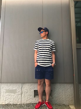 「CLUCT（クラクト）のアイテム（トップス）」を使った、タケウチ☆ボンバイエさん（メンズ・173cm）の夏コーディネート