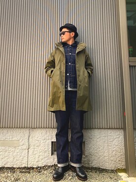 タケウチ☆ボンバイエさんの「ブロックテックモッズコート」を使ったコーディネート