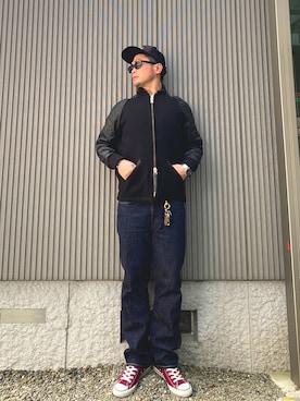 「リラックススタイル」｜「アイテム（スタジャン）」を使った、タケウチ☆ボンバイエさん（メンズ・173cm）の春コーディネート