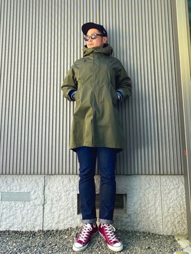タケウチ☆ボンバイエさんの「ブロックテックモッズコート」を使ったコーディネート