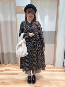 「スカラップ」｜「アイテム（ハンチング/ベレー帽）」を使った、kuma.さん（レディース・163cm）の秋コーディネート
