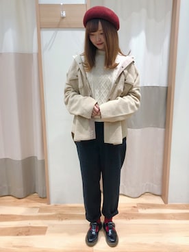「blue」｜「アイテム（その他アウター）」を使った、kuma.さん（レディース・163cm）の冬コーディネート