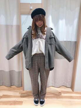 「blue」｜「アイテム（その他アウター）」を使った、kuma.さん（レディース・163cm）の冬コーディネート