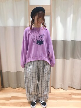 「MOOMIN（ムーミン）のアイテム（トップス）」を使った、kuma.さん（レディース・163cm）の春コーディネート