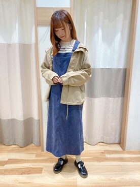 「blue」｜「アイテム（マウンテンパーカー）」を使った、kuma.さん（レディース・163cm）の秋コーディネート