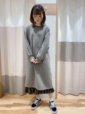 「blue」｜「アイテム（ワンピース）」を使った、kuma.さん（レディース・163cm）の冬コーディネート