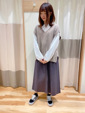「blue」｜「アイテム（ベスト）」を使った、kuma.さん（レディース・163cm）の春コーディネート