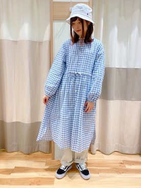 「blue」｜「アイテム（シャツワンピース）」を使った、kuma.さん（レディース・163cm）の春コーディネート