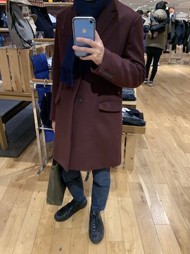 「JOURNAL STANDARD relume（ジャーナルスタンダード　レリューム）のアイテム（チェスターコート）」を使った、奴さん（メンズ・168cm）の冬コーディネート