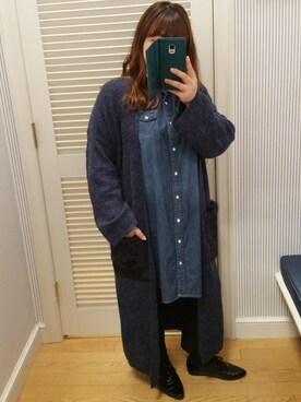 「ファー」｜「アイテム（シャツワンピース）」を使った、yoneさん（レディース・157cm）の秋コーディネート