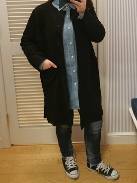 「ぽっちゃりコーデ」｜「アイテム（ノーカラージャケット）」を使った、yoneさん（レディース・157cm）の秋コーディネート