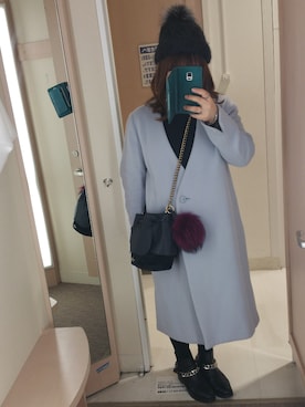 「UNTITLED（アンタイトル）のアイテム（チェスターコート）」を使った、yoneさん（レディース・157cm）の冬コーディネート