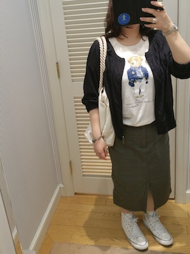 「ぽっちゃりコーデ」｜「アイテム（ノーカラージャケット）」を使った、yoneさん（レディース・157cm）の夏コーディネート