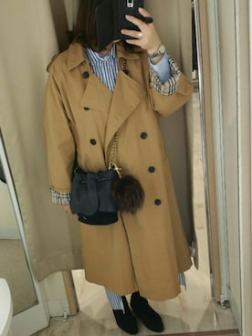 「ぽっちゃりコーデ」｜「アイテム（トレンチコート）」を使った、yoneさん（レディース・157cm）の冬コーディネート