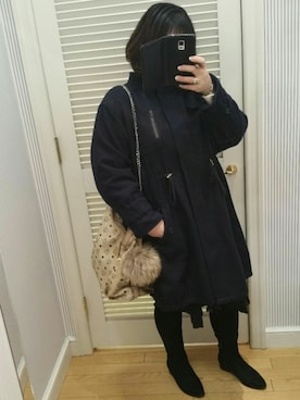 「AS KNOW AS plus（アズノゥアズプラス）のアイテム（モッズコート）」を使った、yoneさん（レディース・157cm）の冬コーディネート