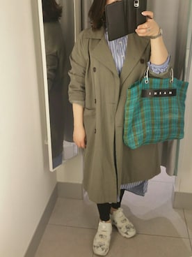 「ぽっちゃりコーデ」｜「アイテム（トレンチコート）」を使った、yoneさん（レディース・157cm）の春コーディネート
