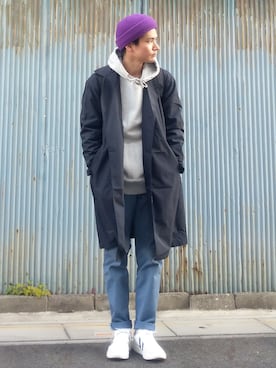 「hummel（ヒュンメル）のアイテム（スニーカー）」を使った、shoさん（メンズ・173cm）の春コーディネート