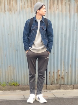 「DHOLIC（ディーホリック）のアイテム（ニットキャップ/ビーニー）」を使った、shoさん（メンズ・173cm）の春コーディネート