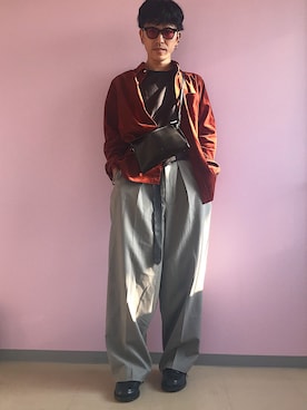 「TOGA（トーガ）のアイテム（ローファー）」を使った、蜂須賀祐太さん（メンズ・175cm）の秋コーディネート