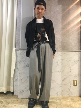 「TOGA（トーガ）のアイテム（ローファー）」を使った、蜂須賀祐太さん（メンズ・175cm）の秋コーディネート