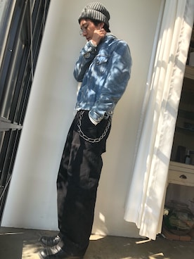 「Acne Studios（アクネストゥディオズ）のアイテム（デニムジャケット）」を使った、蜂須賀祐太さん（メンズ・175cm）の冬コーディネート