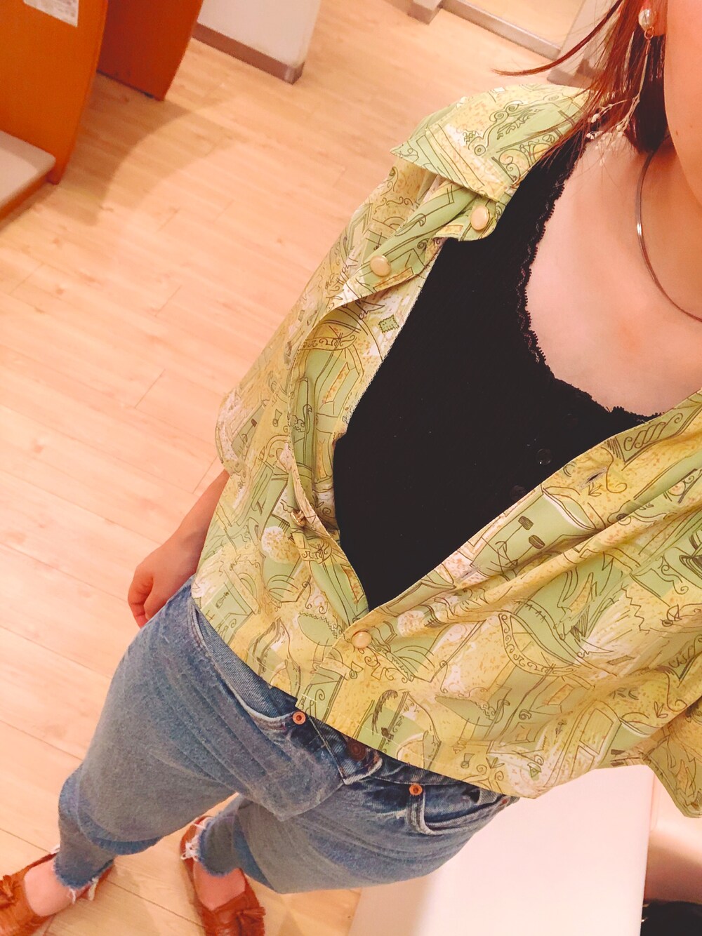 「RETRO GIRLのヘンリーネックレースタンク（タンクトップ、ブラック系）」を使った、nico☺︎さん（レディース・158cm）の夏コーディネートの1枚目の写真