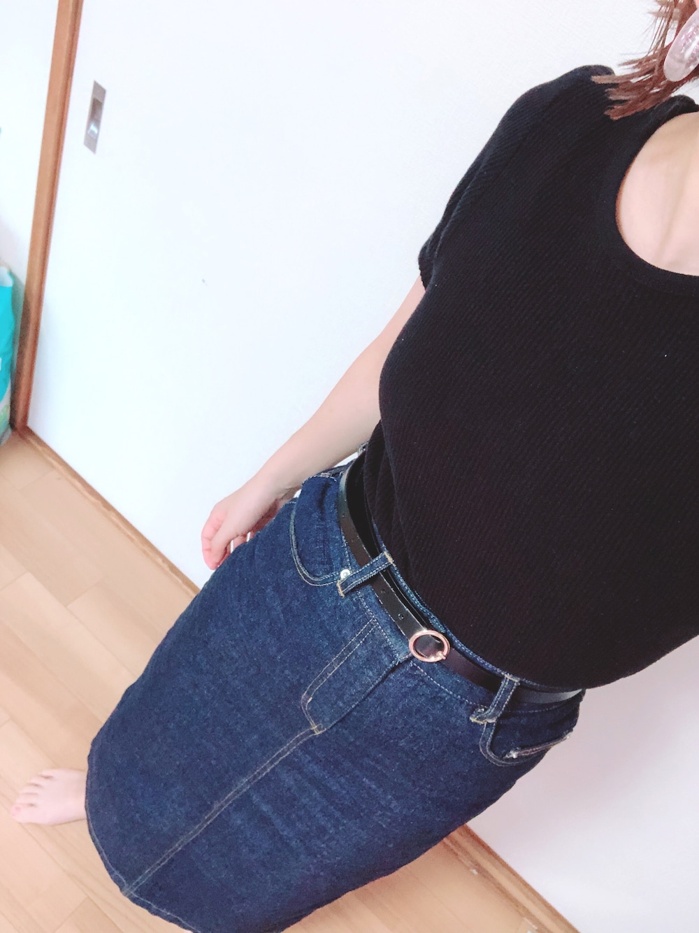 「LOWRYS FARMのリブタックＴシャツ　803219（Tシャツ/カットソー、ブラック系）」を使った、nico☺︎さん（レディース・158cm）の夏コーディネートの1枚目の写真