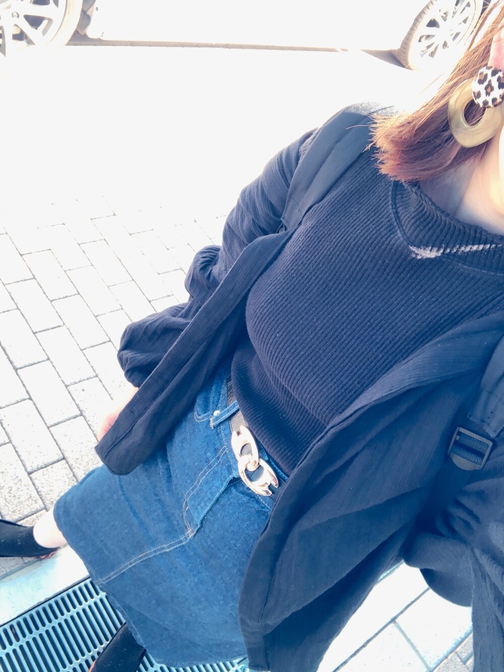 「LOWRYS FARMのアイテム（Tシャツ/カットソー、ブラック系）」を使った、nico☺︎さん（レディース・158cm）の秋コーディネートの1枚目の写真