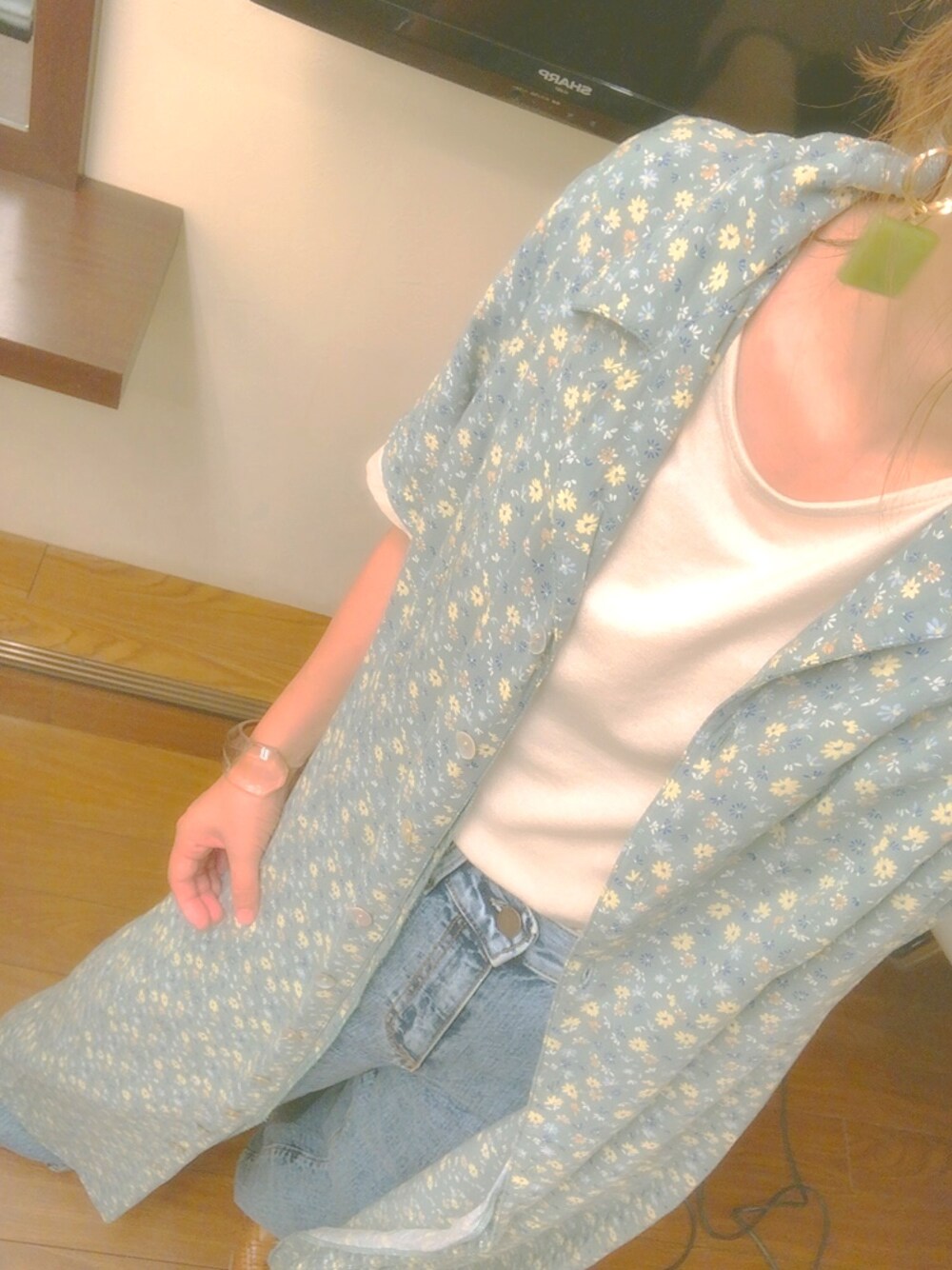 「古着のアイテム（ワンピース/ドレス、その他）」を使った、nico☺︎さん（レディース・158cm）の夏コーディネートの1枚目の写真