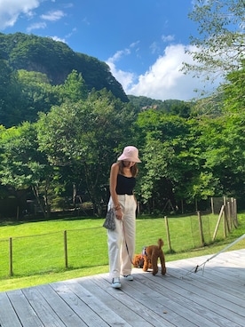 「H&M（エイチ・アンド・エム）のアイテム（ハット）」を使った、yu12k34o5さん（レディース・155cm）の夏コーディネート