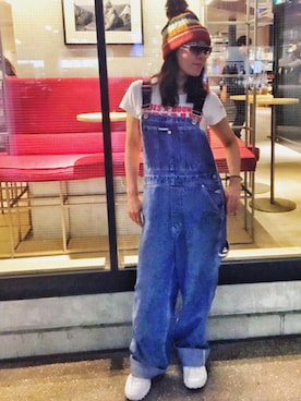 「TOMMY HILFIGER（トミーヒルフィガー）のアイテム（サロペット/オーバーオール）」を使った、WODDYFUNKさん（レディース・154cm）の夏コーディネート